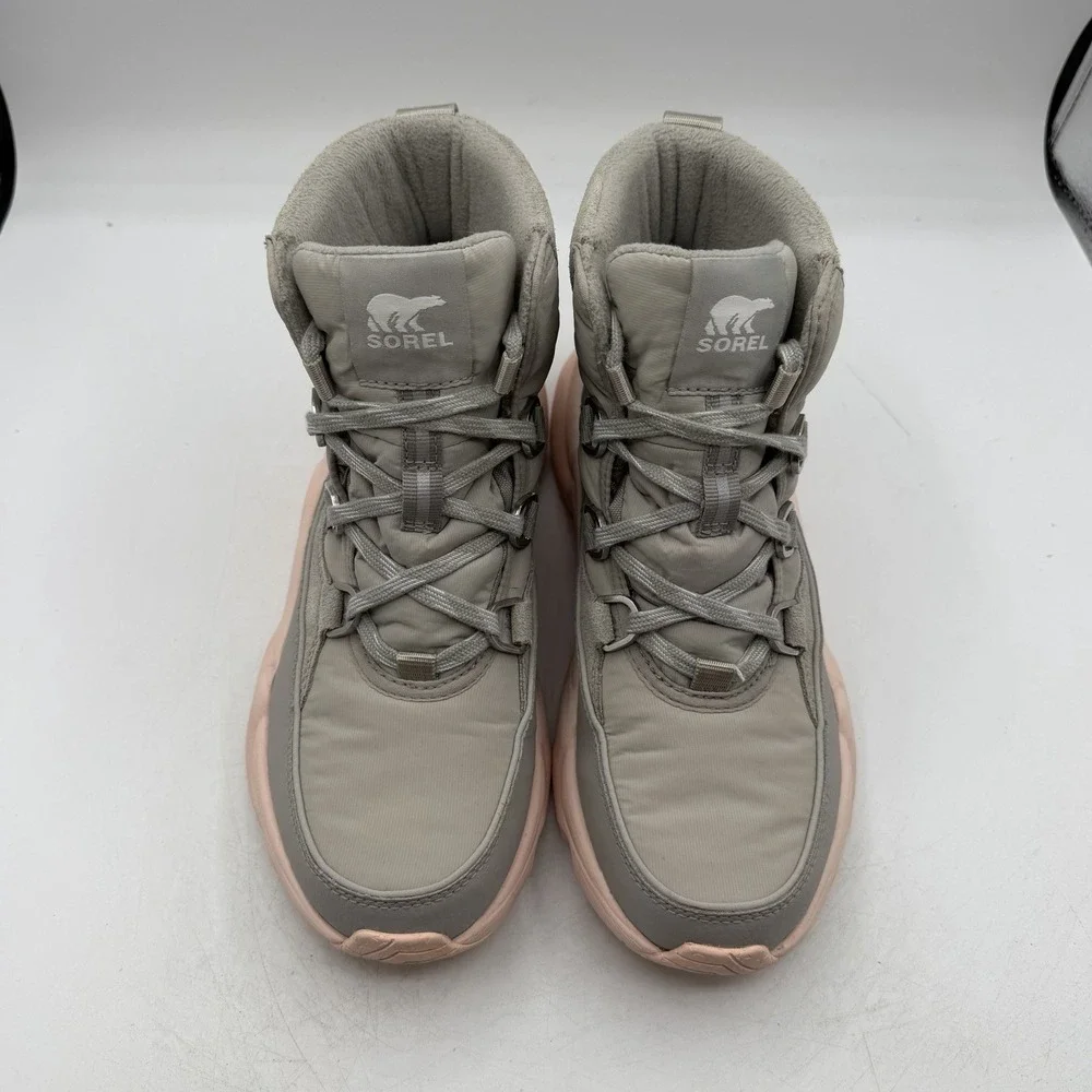 Sorel Kinetic RNEGD Caribou Shoes Womens 7.5 Grey/Pink Waterproof Boots Sneakers